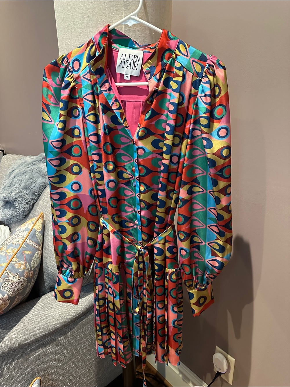 Alden Adair Multicolor Geometric Long-Sleeve Dress